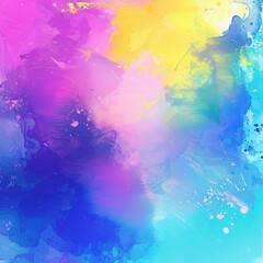 Poster - A vibrant abstract painting featuring a blend of pink, yellow, and blue hues, creating a dynamic and colorful atmosphere.