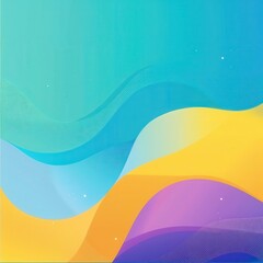 Poster - Colorful abstract waves in blue, yellow, and purple create a serene and modern design perfect for backgrounds and graphics.