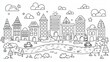 © Sippung - Cityscape with cute buildings and cars coloring page for kids to enjoy urban adventures and creativity