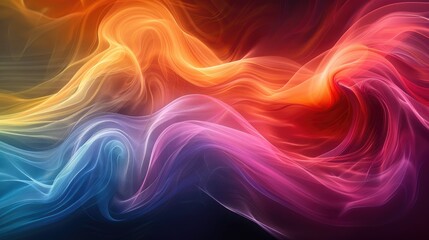 Colorful curved waves creating a dynamic flow