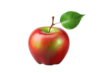 Wall Mural - Shiny Red Apple with Green Leaf