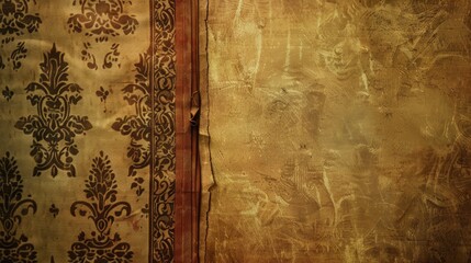 Wall Mural - Vintage design background with textile and book cover texture