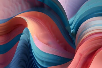 Wall Mural - Generative AI illustration of colorful abstract background with pink and blue multicolored wavy surfaces Generative AI