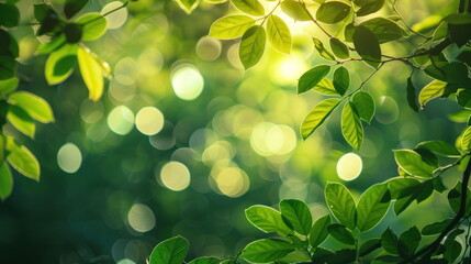 Wall Mural - green leaf bokeh nature background, wallpaper