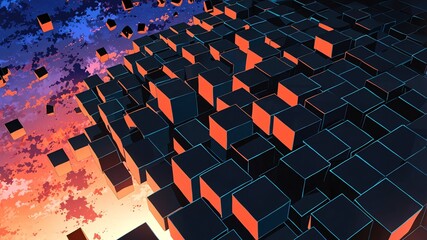 Poster - black geometric cubes retro abstract background illustration art design backdrop copy space