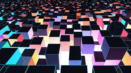 Poster - black geometric cubes retro abstract background illustration art design backdrop copy space