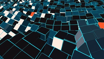 Poster - black geometric cubes retro abstract background illustration art design backdrop copy space