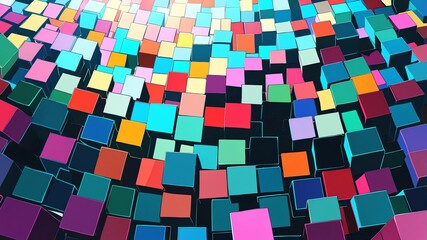 Poster - colorful geometric cubes retro abstract background illustration art design backdrop copy space