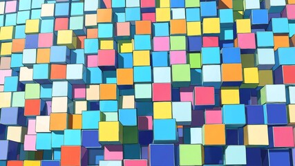 Poster - colorful geometric cubes retro abstract background illustration art design backdrop copy space