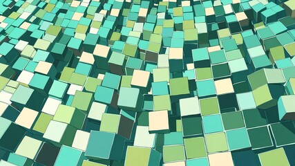 Poster - green geometric cubes retro abstract background illustration art design backdrop copy space
