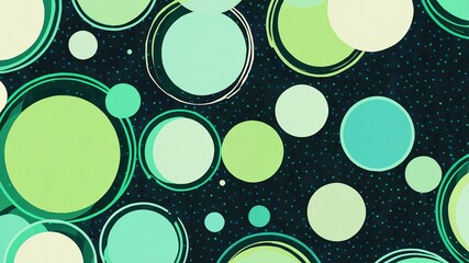 Poster - green polkadots circles retro abstract background illustration art design backdrop copy space