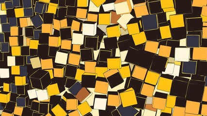 Poster - yellow geometric cubes retro abstract background illustration art design backdrop copy space