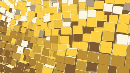 Poster - yellow geometric cubes retro abstract background illustration art design backdrop copy space