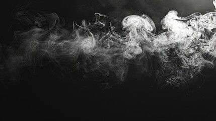 Wall Mural - White smoke on a black backdrop with text space