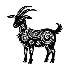 Wall Mural - Ornamental Black and White Goat Silhouette