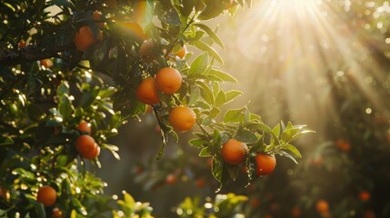 Wall Mural - Sunlight Through Orange Tree Branches