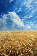 Wall Mural - cereal field of barley landscape