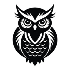 Wall Mural - Black and White Stylized Owl Illustration