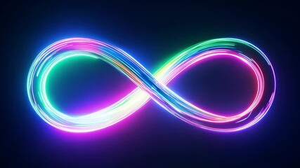 Poster - Neon light infinity symbol on dark background