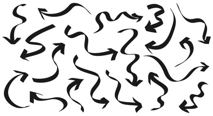Poster - hand drawn Arrows icons Set. arrow icon with various directions. Doodle vector illustration. isolated on a white background