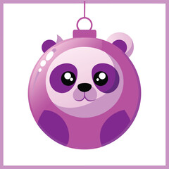 Wall Mural - Purple Panda Ornament with a Festive Design