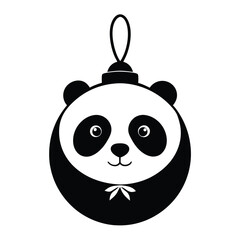 Wall Mural - Black and White Panda Christmas Ornament