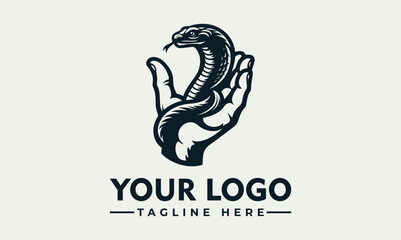 Sticker - Hand Holding Black Cobra Vector Logo: Unleash the Symbolism of Power, Mystery, and the Enigmatic Cobra in Your Brand 