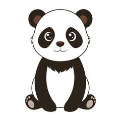 Wall Mural - Adorable Cartoon Panda Sitting with Big Eyes