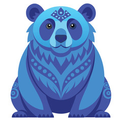 Wall Mural - A Blue Stylized Panda Bear with Geometric Patterns