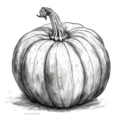 pumpkin sketch illustration black and white drawn