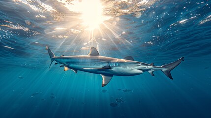 Poster - Blue Shark Gliding in the Ocean