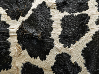 Poster - black and white cow skin pattern, top view, close up