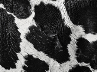 Poster - black and white cow skin pattern, top view, close up