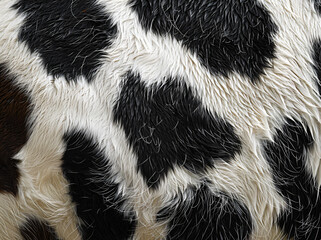 Poster - black and white cow skin pattern background, close up, top view