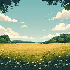 Wall Mural - beautiful field landscape