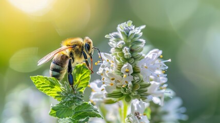 Canvas Print - Butterflies and Bees in the Flower Garden 