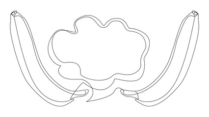 Poster - One continuous line of speech bubble with Banana. Thin Line Illustration vector concept. Contour Drawing Creative ideas.