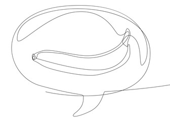 Poster - One continuous line of speech bubble with Banana. Thin Line Illustration vector concept. Contour Drawing Creative ideas.