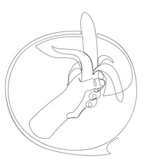 Poster - One continuous line of speech bubble with Banana. Thin Line Illustration vector concept. Contour Drawing Creative ideas.