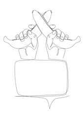 Poster - One continuous line of speech bubble with Banana. Thin Line Illustration vector concept. Contour Drawing Creative ideas.