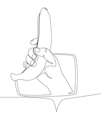 Poster - One continuous line of speech bubble with Banana. Thin Line Illustration vector concept. Contour Drawing Creative ideas.