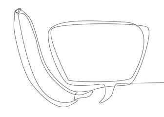 Poster - One continuous line of speech bubble with Banana. Thin Line Illustration vector concept. Contour Drawing Creative ideas.