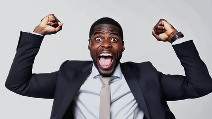 Poster - Businessman celebrating happy white background