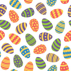 Sticker - seamless pattern collection of colorful Easter eggs on a transparent background