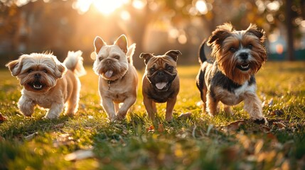 Wall Mural - Dogs Playing in the Park