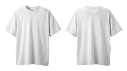 white oversized t shirt front and back for mockup isolated on white background