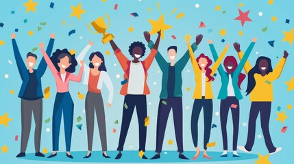 Poster - Write about the celebration of milestones and achievements within an office team.