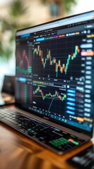 Poster - Stock Market Charts on Laptop Screen.