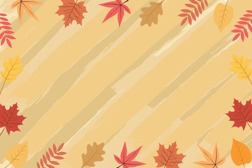 Wall Mural - Autumn frame with leaves of different trees. Sketch, doodle, design elements. Vector illustration.