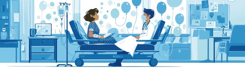 Wall Mural - Continuous impeded airway, therapeutic theme, flat design illustration